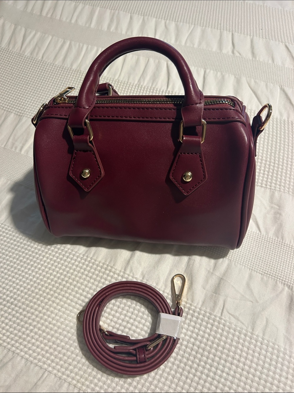 Women's Small Satchel Handbag in Deep Burgundy